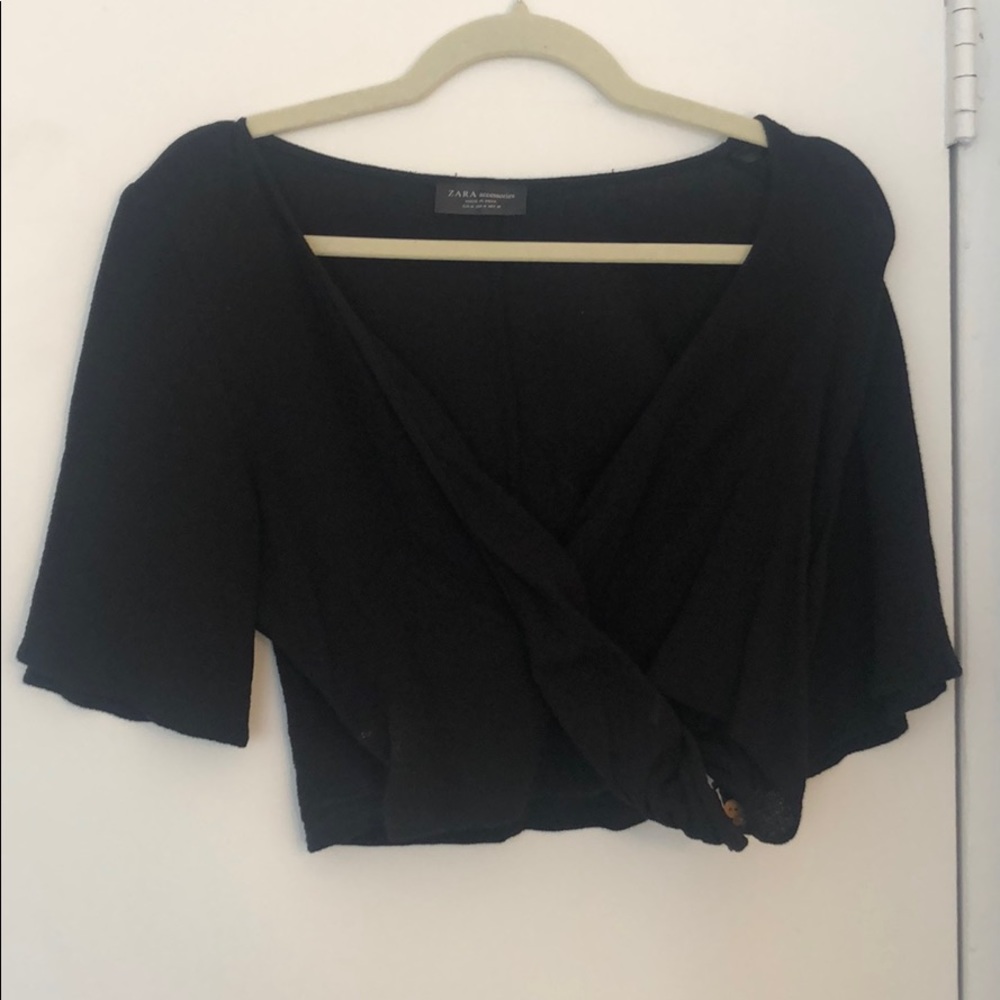 Zara Woven Crop Top with Buttons
